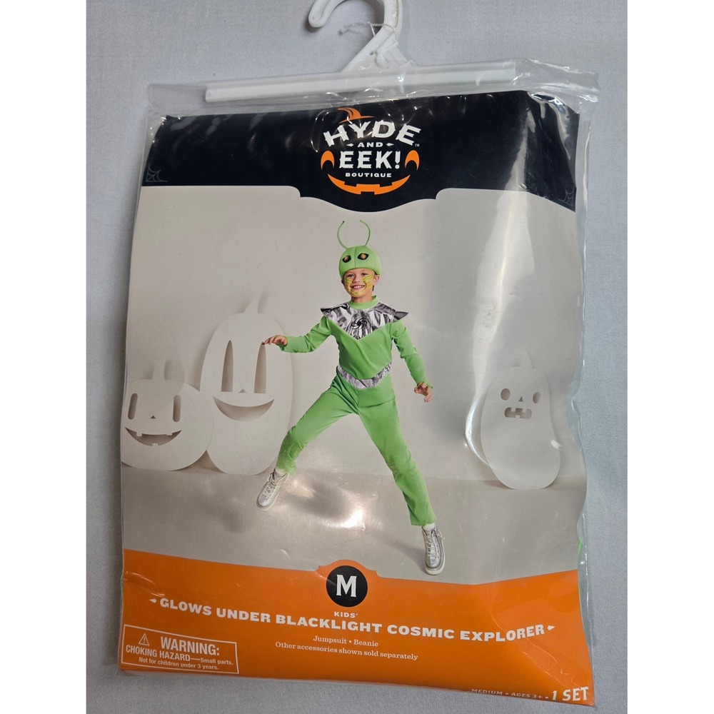 Hyde and Eek Boutique Kids Cosmic Explorer Glow Blacklight Costume Green Size M8